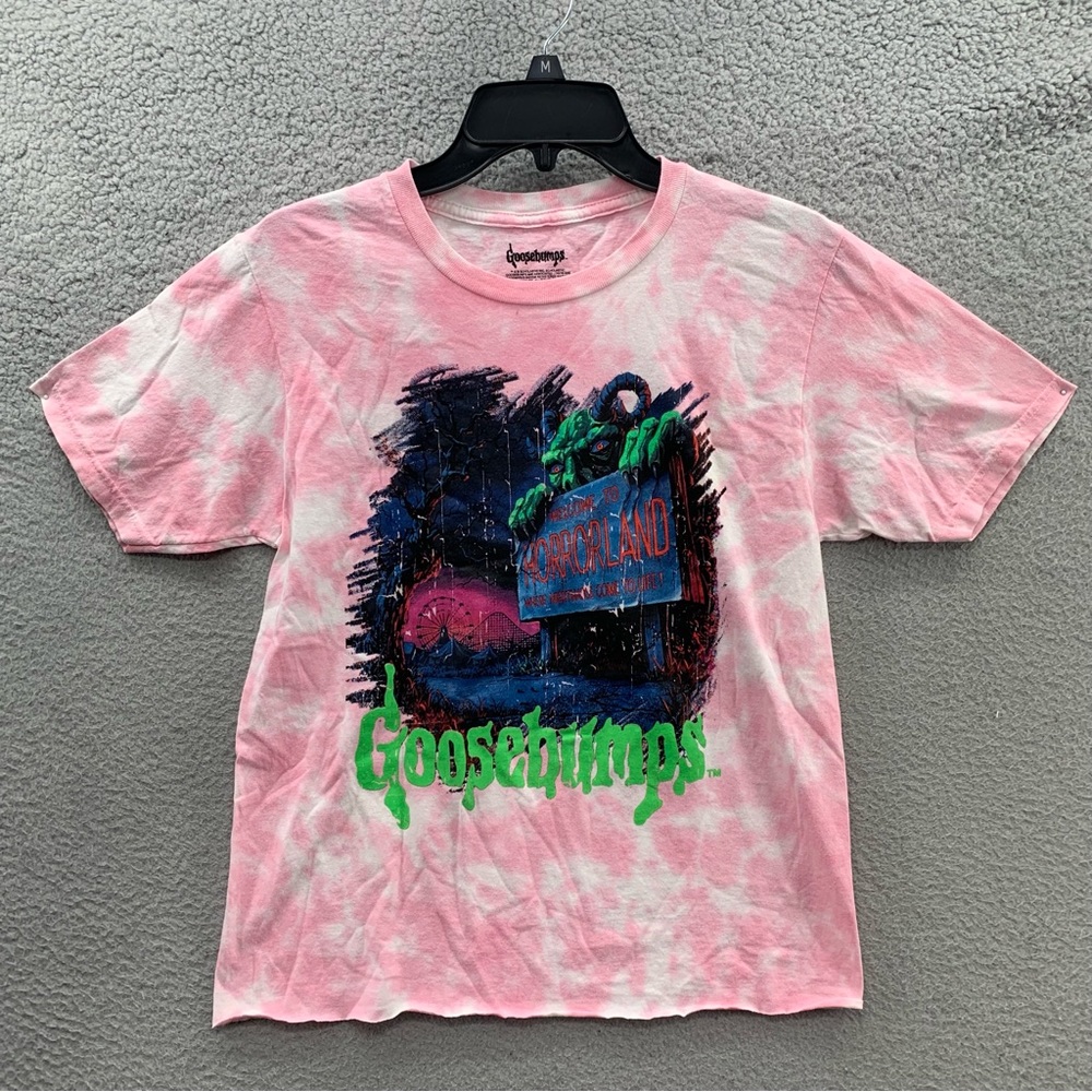 Goosebumps Welcome To Horrorland Halloween Tie Dye Pink Women T-Shirt Size S